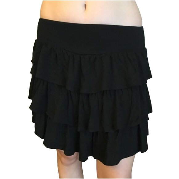 Urban Outfitters Ecote Ruffle Tier Skirt Women's Size Medium Black Layered Tiere - Picture 2 of 4